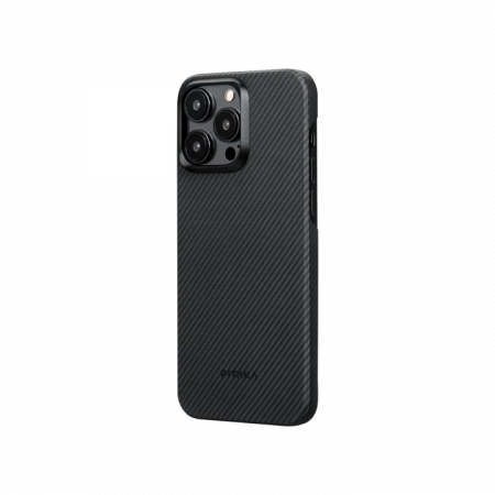 Чехол Pitaka MagEZ Case 4 для iPhone 15 Pro (6.1"), черно-серый узкое плетение, кевлар (арамид) 600D KI1501PA